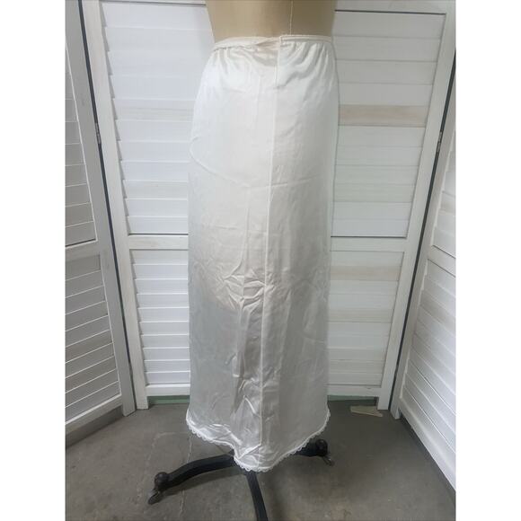 Sears Vintage Half Slip 31” Long Egg Shell White Nylon With Lace Hem Sz Small - Picture 2 of 5